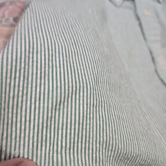 LL Bean Seersucker Striped Shirt Mens Sz XL Button Down Short Sleeves - Picture 5 of 8